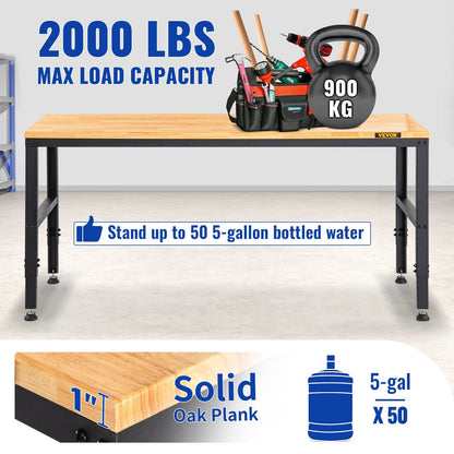 Adjustable Height Steel Workbench - 48" Garage Table