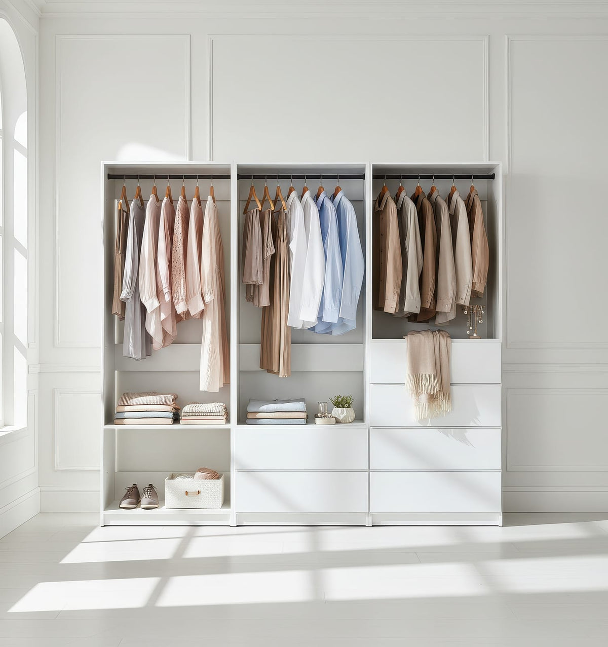 Prosper White Freestanding Walk-In Closet System - Wood & Melamine