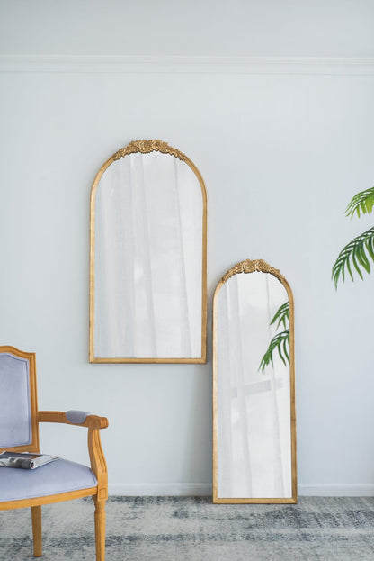 Gold Wood & Glass Full Length Mirror - Bedroom Decor