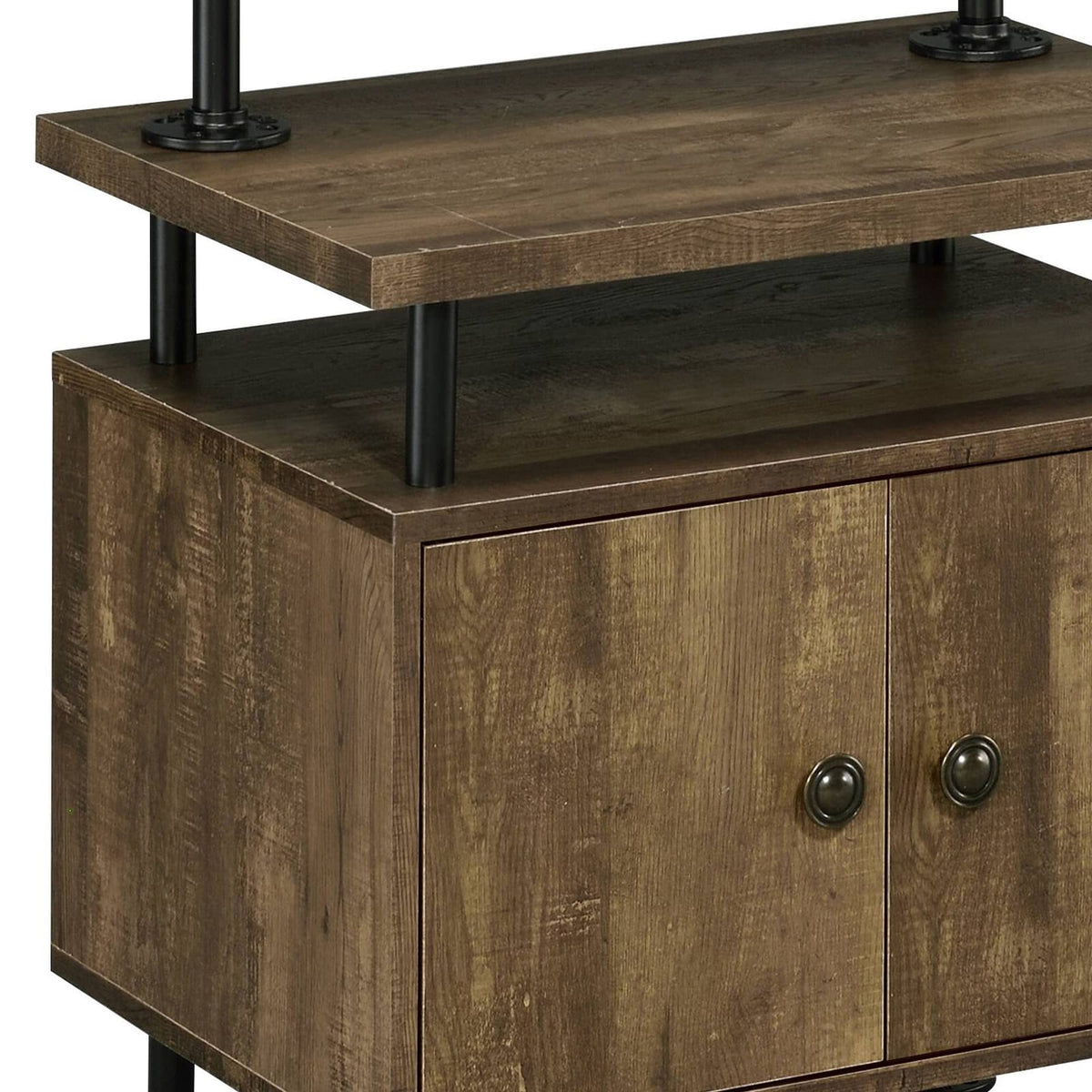 Black and Brown Wood Metal Three Tier Storage Shelf for Display for Living Room