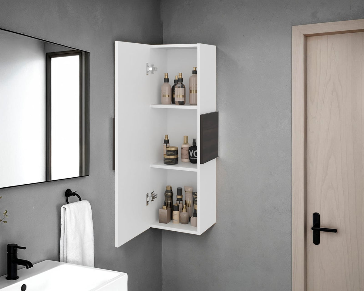 Small White Bathroom Cabinet with Shelves - 38.5" Height