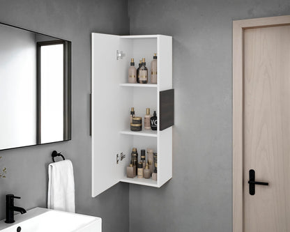 Small White Bathroom Cabinet with Shelves - 38.5" Height