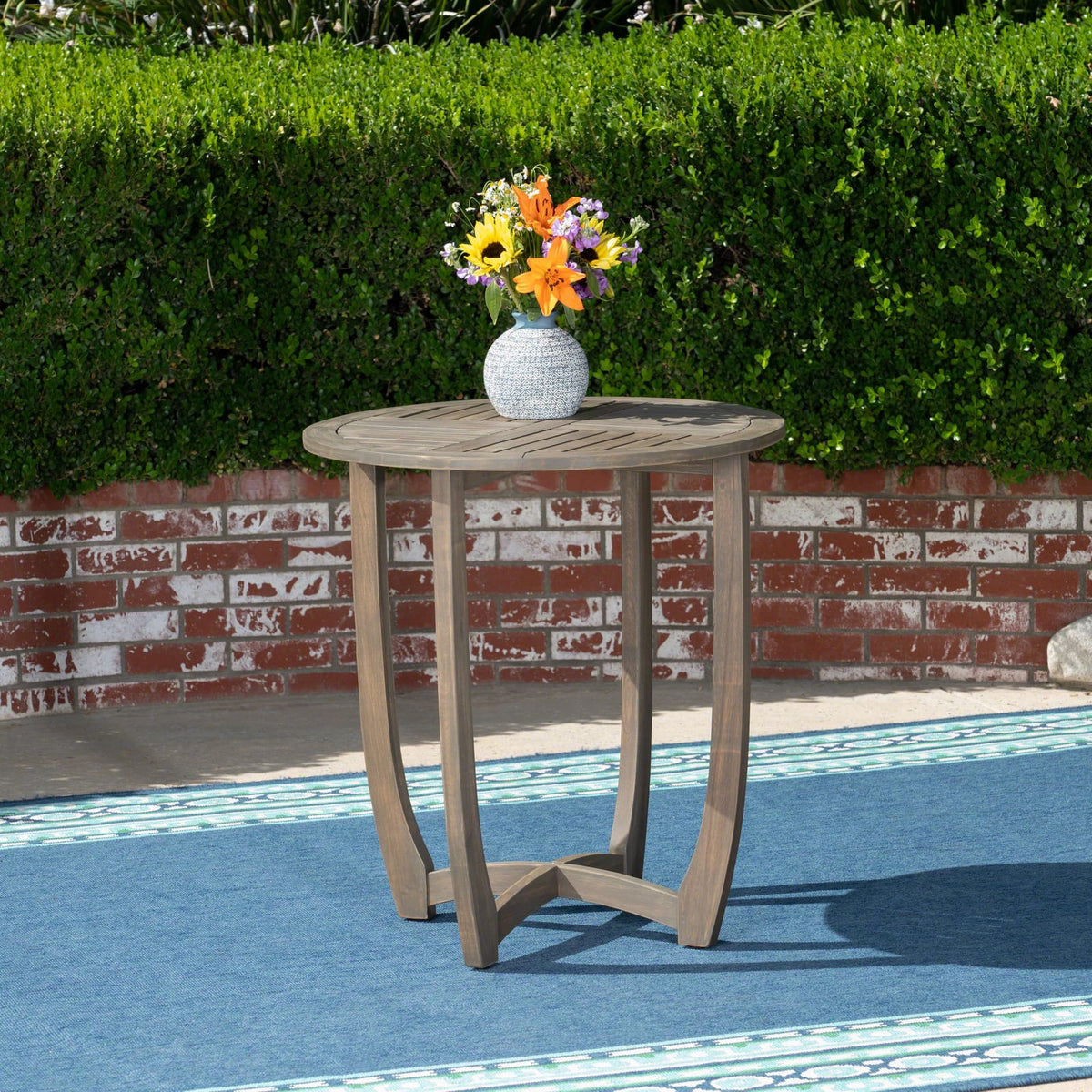 Grey Acacia Wood Bistro Table - 27.5" Outdoor Table