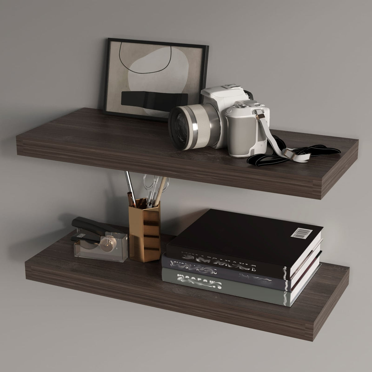 Oak Floating Shelf - 31.5" Horizontal Display for Living Room