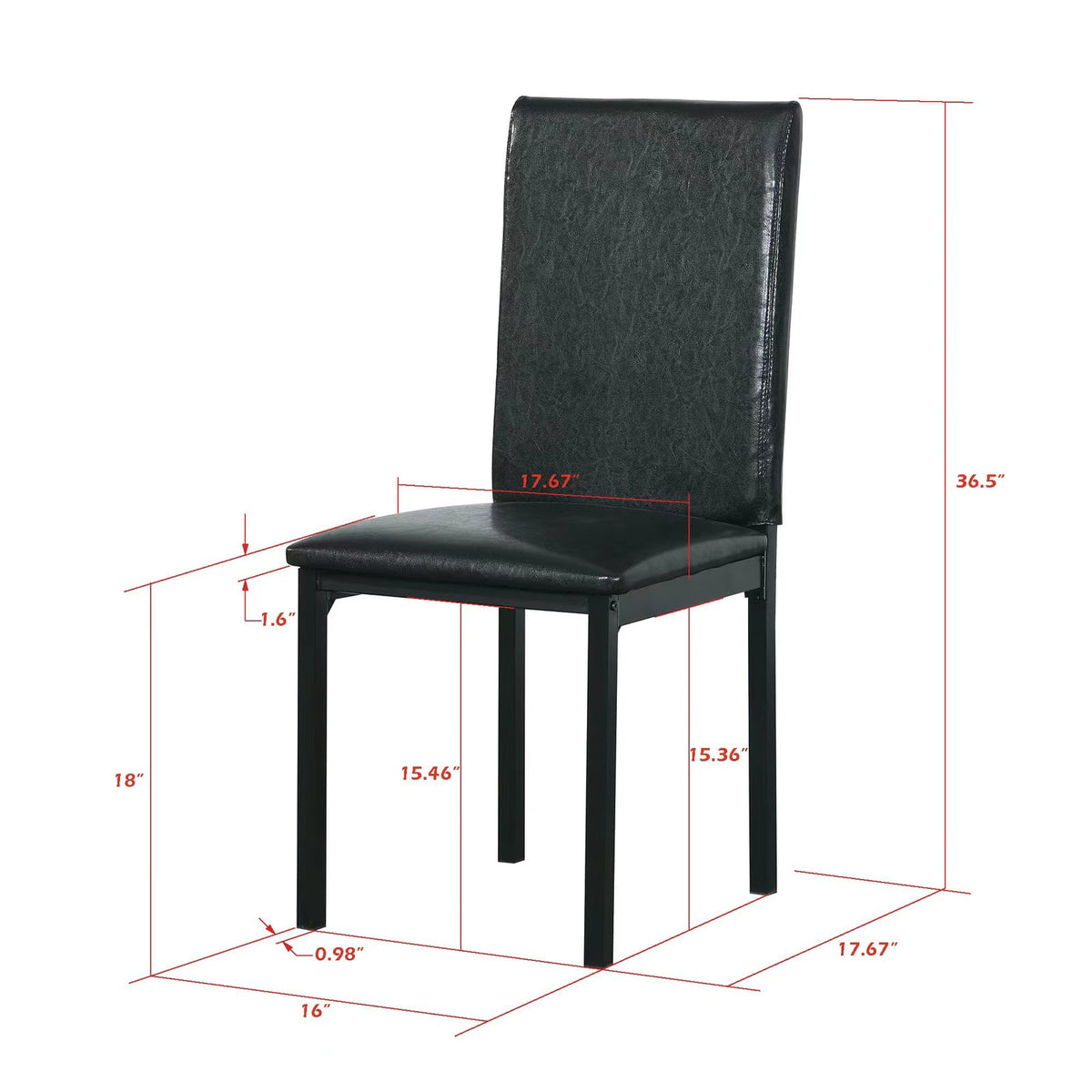 4-Piece Metal Frame Dining Seats - Black