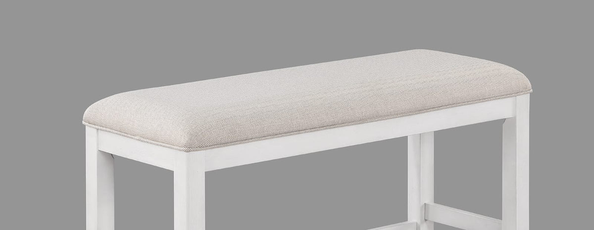 Transitional White Fabric Bench - Comfortable Guest Seating