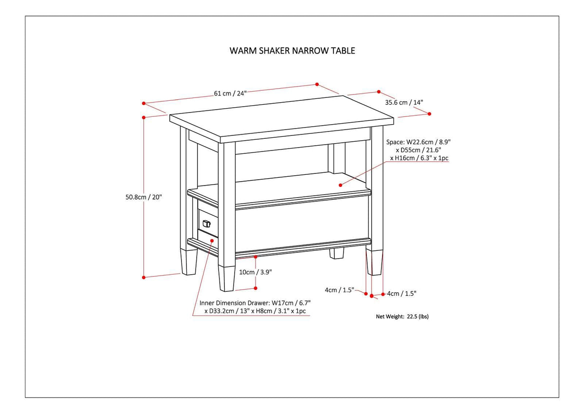 Solid Wood Drawer End Table in White for Bedroom Nightstand Storage for Living Room