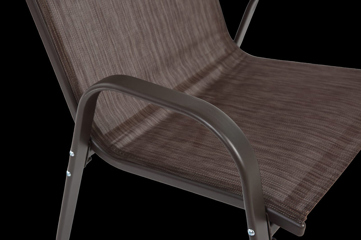 Brown Steel Patio Chairs - Set of 2 Armchairs