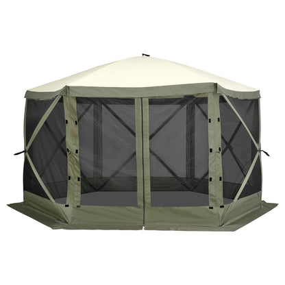 12x12FT Green Oxford Fabric Gazebo Screen Tent for Garden Shade