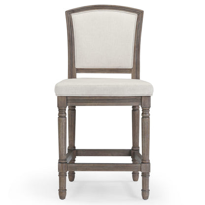 Gray Counter Height Bar Stool - Wood & Fabric for Bedroom