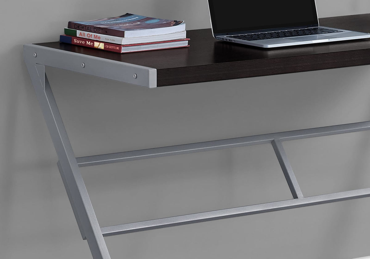 Espresso MDF Computer Desk with Z-Shaped Metal Base for Small Spaces for Home Office