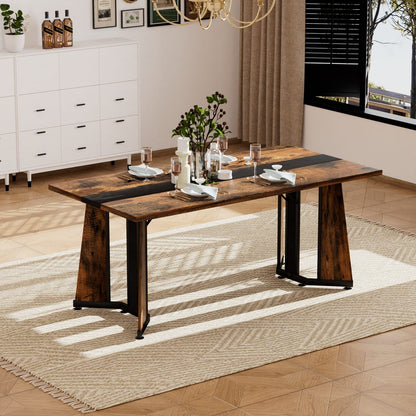 Rustic Brown Black Dining Table for Kitchen Storage and Dining Room