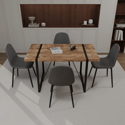 Modern Industrial Dining Table and Chair Set in Grey Brown MDF