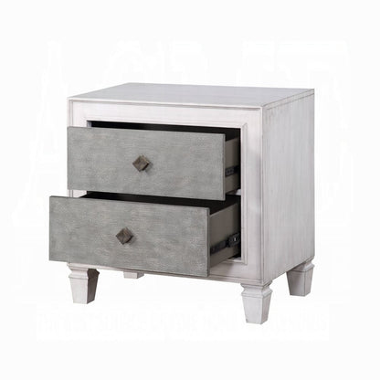 Two-Tone Finish Nightstand - 2 Drawers, Gray & White
