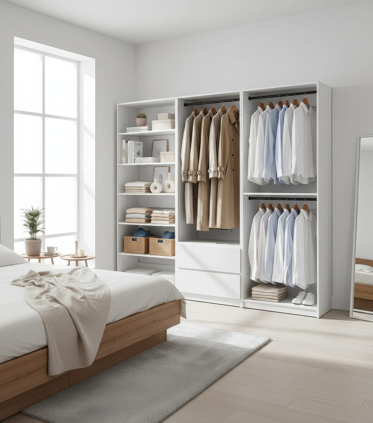 Prosper White Freestanding Walk-In Closet System - Wood & Melamine