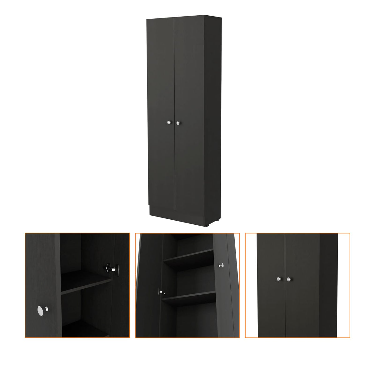 Wenge Tall Storage Cabinet - 71" Buffet with 5 Shelves