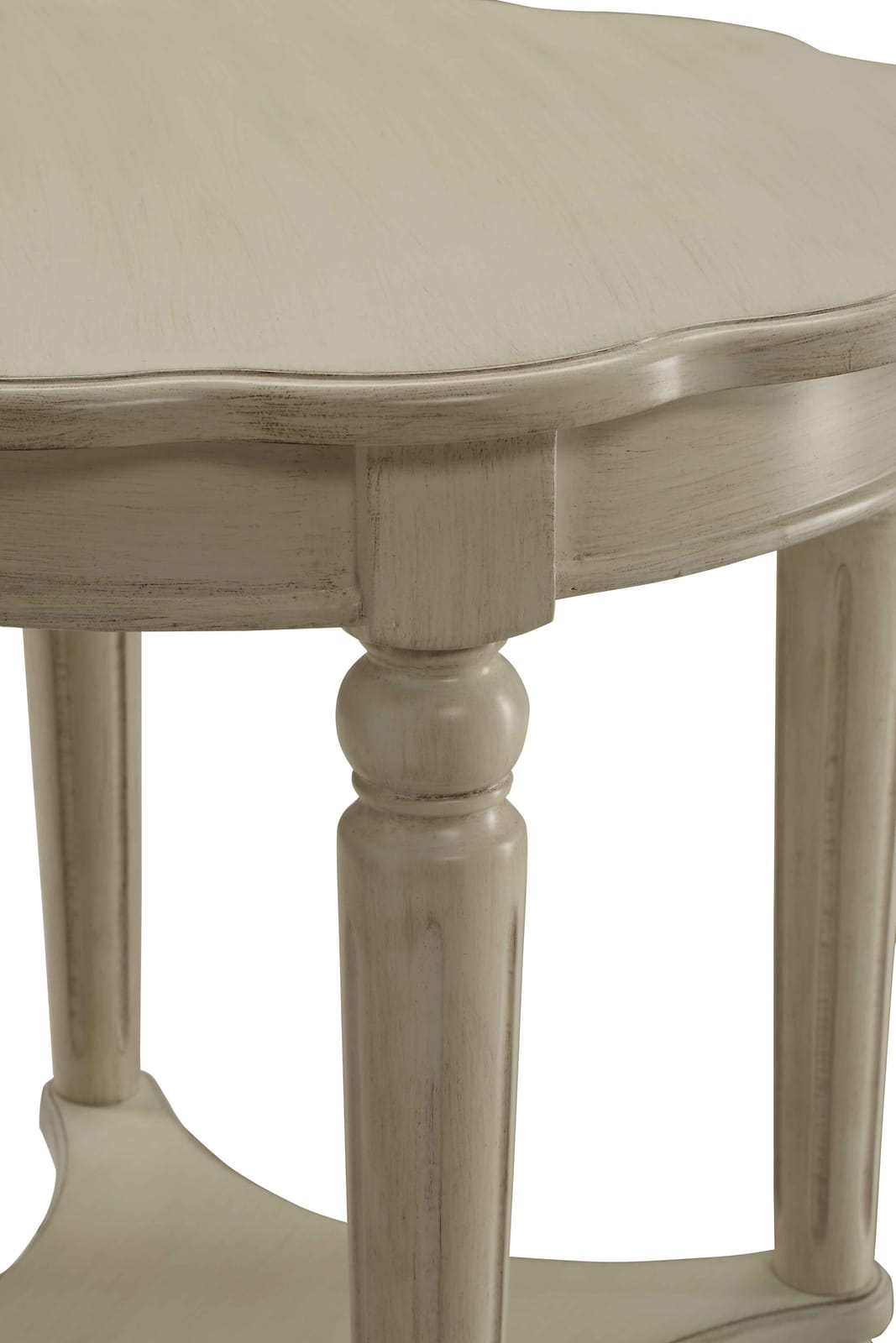 Antique White End Table with Bottom Shelf for Living Room