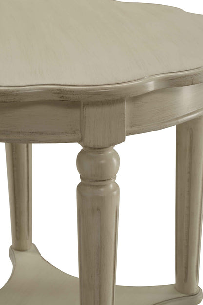 Antique White End Table with Bottom Shelf for Living Room