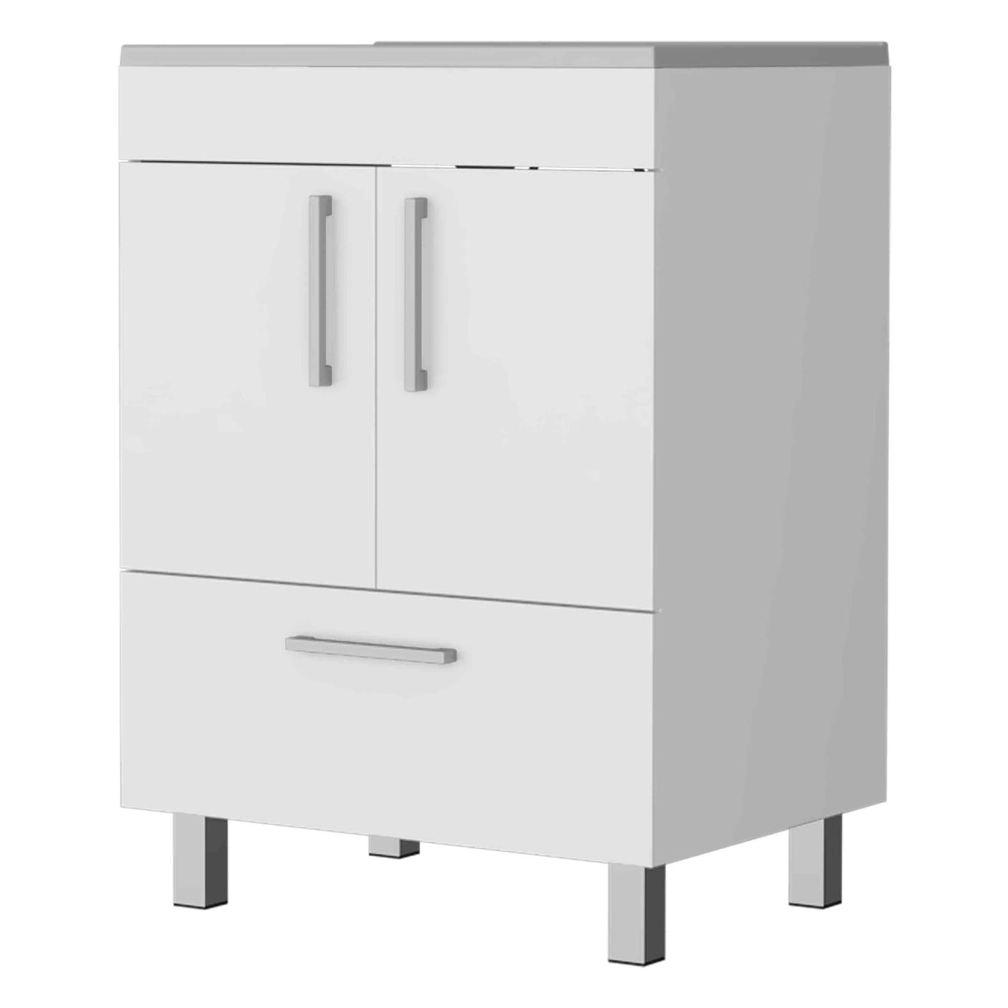Modern White Double Door Bathroom Vanity with Drawer