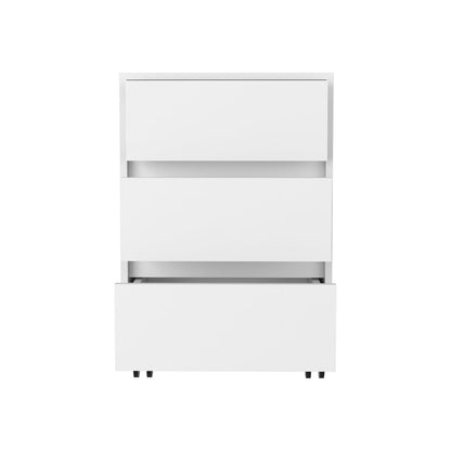 White 3-Drawer Mobile File Cabinet with Locking Wheels