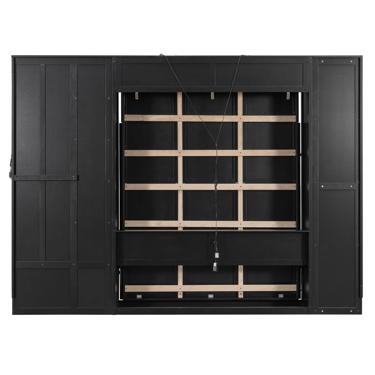 Queen Murphy Bed with Storage - Black MDF+LVL for Bedroom