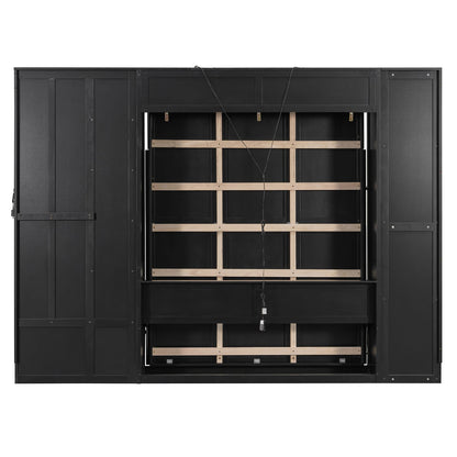 Queen Murphy Bed with Storage - Black MDF+LVL for Bedroom