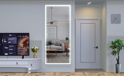 Extra Large LED Bathroom Mirror - 84x36 Silver Aluminum Frame