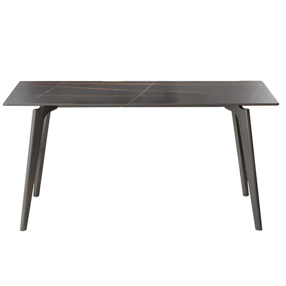 62.99" Modern Black Dining Table - Sintered Stone, 6-8 Seats
