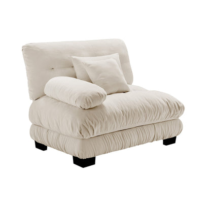 Light Coffee Chenille Sofa - 1 Seat Armless for Living Room