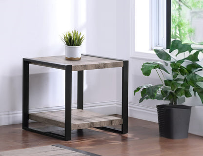 Contemporary End Table with Storage Shelf - Brown, Gray