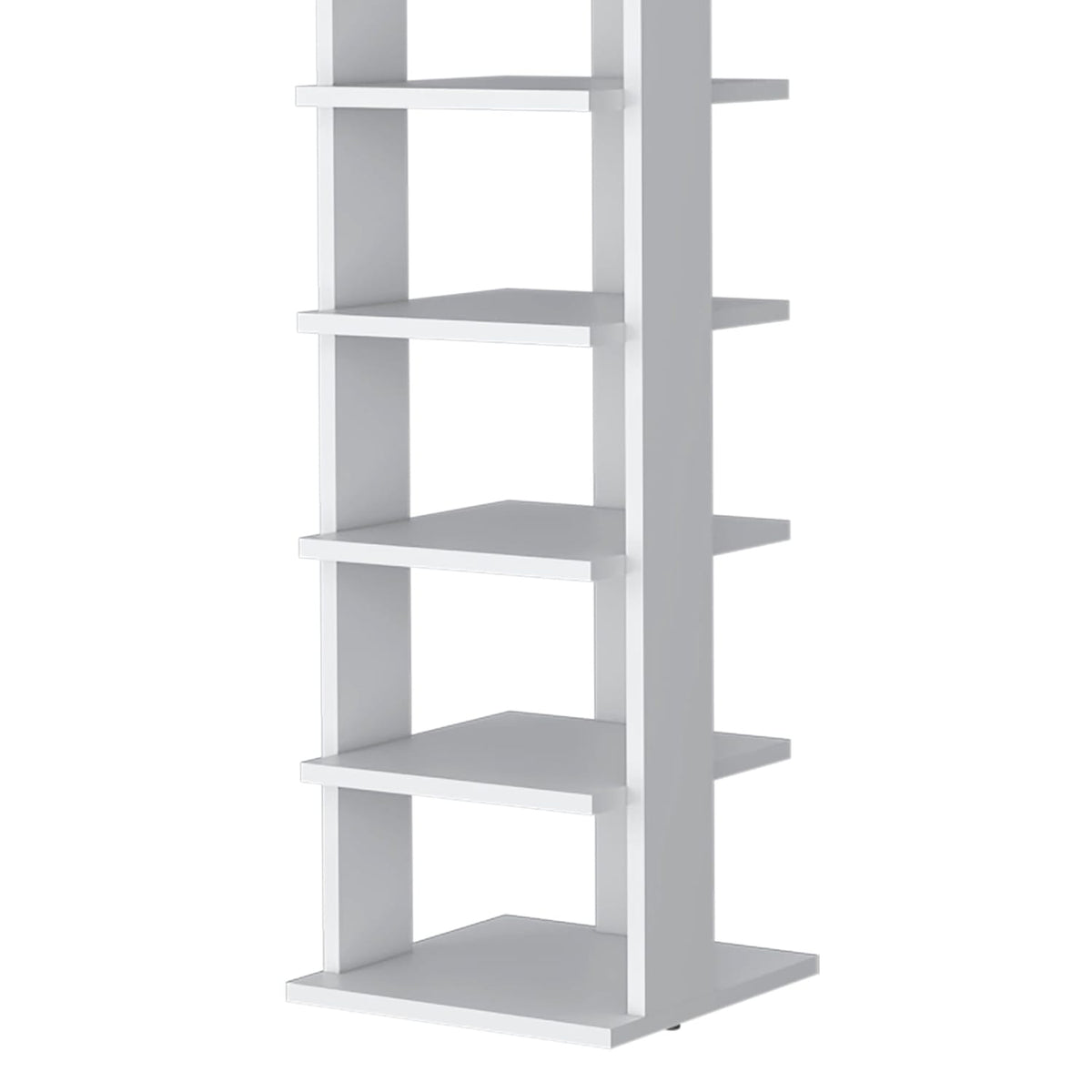 7 Tier White Wood Tall Shelving Unit