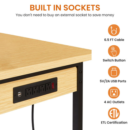 48 Inch Adjustable Workbench - Yellow+Black Engineered Wood