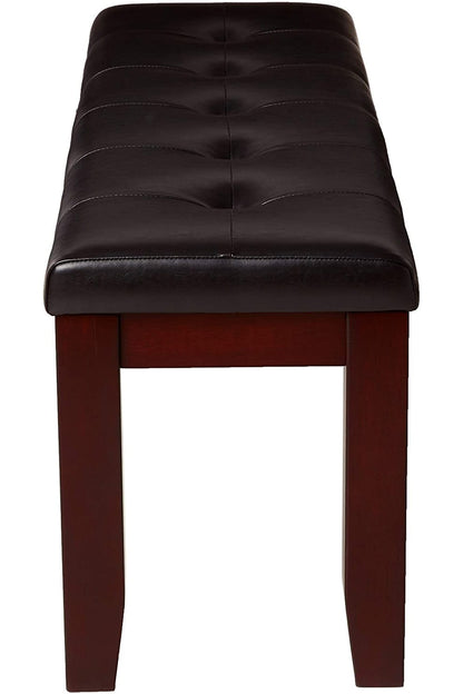 Brown Solid Wood Button Tufted Bench - Bedroom Accent
