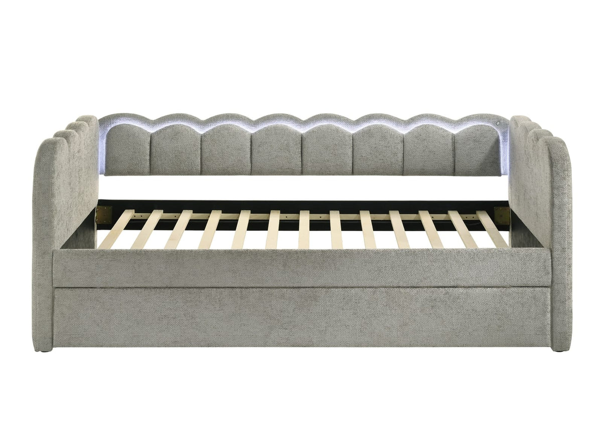 Light Gray Modern Sofa Bed with Trundle - 83.9" x 41.5" for Living Room