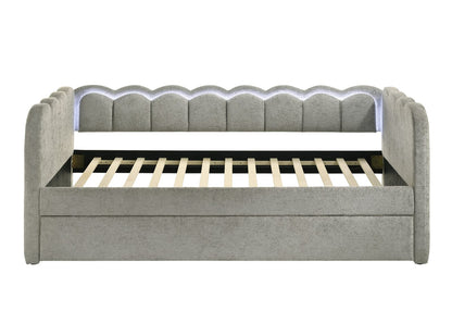 Light Gray Modern Sofa Bed with Trundle - 83.9" x 41.5" for Living Room
