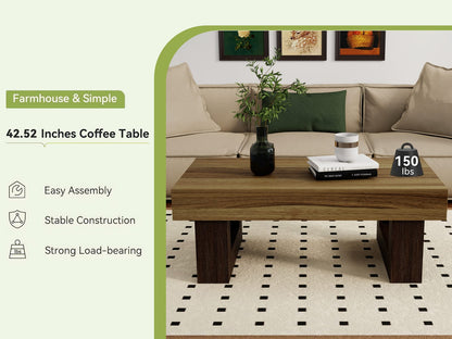 Rustic Brown Farmhouse Coffee Table - 42" Storage Table