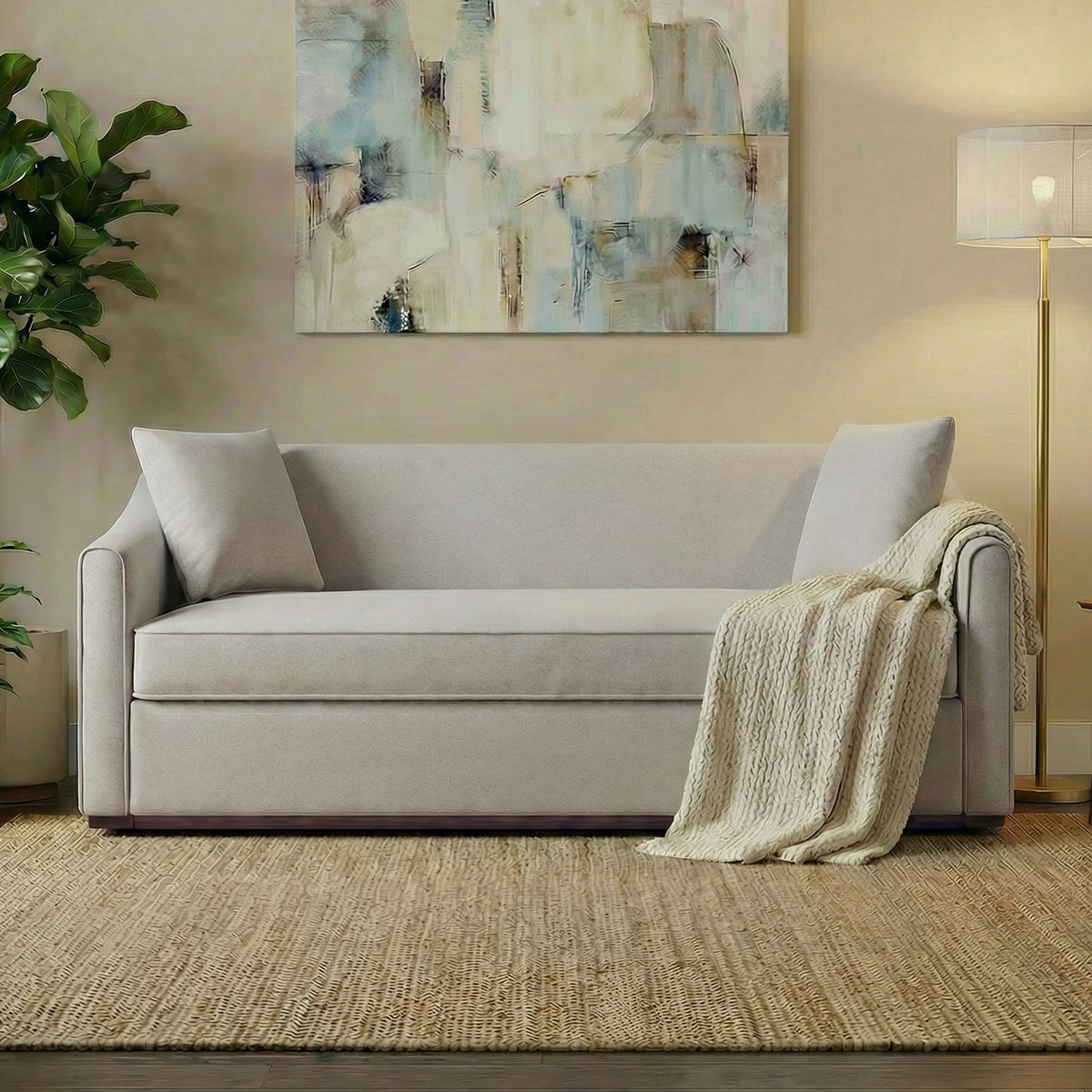 Grey 3-Seat Chenille Sofa - American Design Living Room Sofa