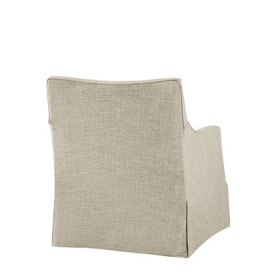 Skirted Swivel Chair Beige Wood - Comfortable Accent Chair
