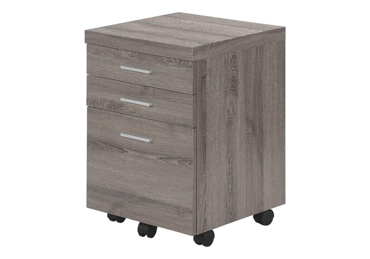 3-Drawer File Cabinet - Taupe Particle Board Storage