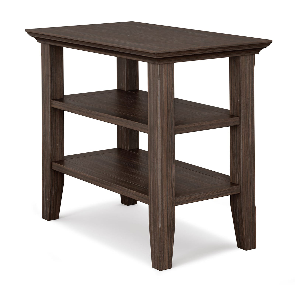 Dark Brown Wood Side Table - 14x24 Inches