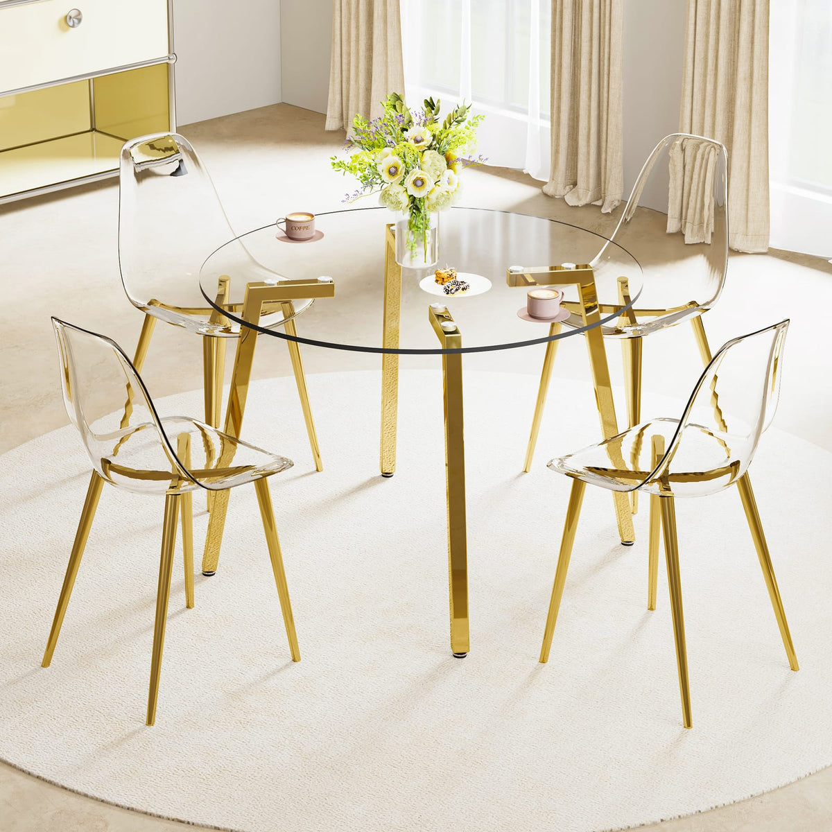 Transparent Tempered Glass Dining Table - 42" Round
