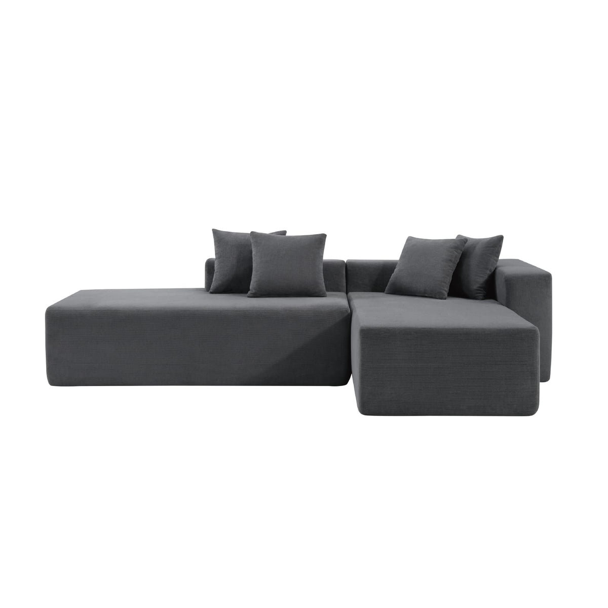 Dark Grey Acacia Wood L-Shaped Sofa Bed Sectional for Living Room