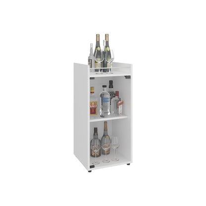 White Bar Cabinet with 1 Glass Door & 3 Shelves for Living Room