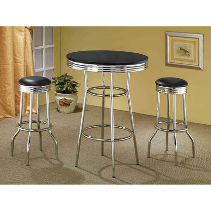 Black and Chrome Round Bar Table - Kitchen Dining
