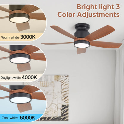 42 Inch Black Ceiling Fan with LED Light