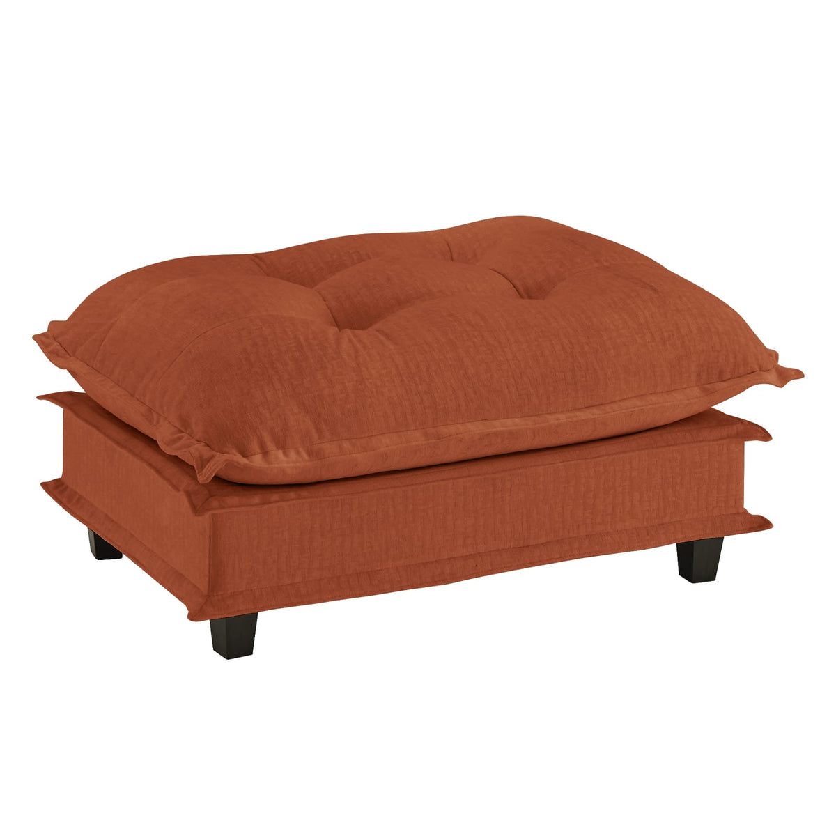 Orange Chenille Modular Sofa - 3 Seat Ottoman for Living Room