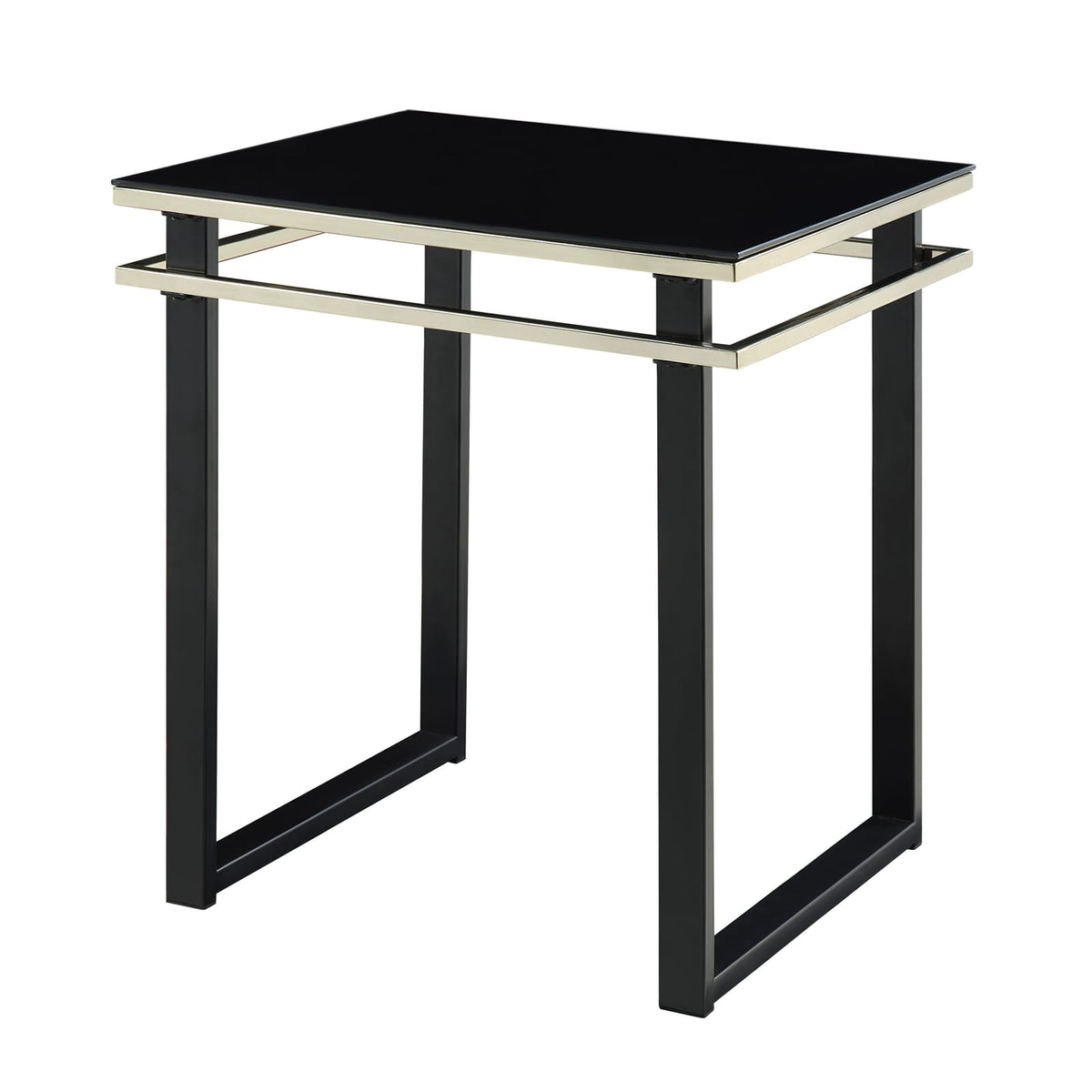 Black Coffee Table Set with End Tables - Modern Metal Glass Design for Living Room