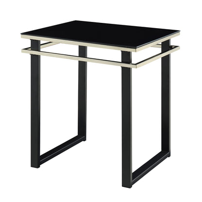 Black Coffee Table Set with End Tables - Modern Metal Glass Design for Living Room