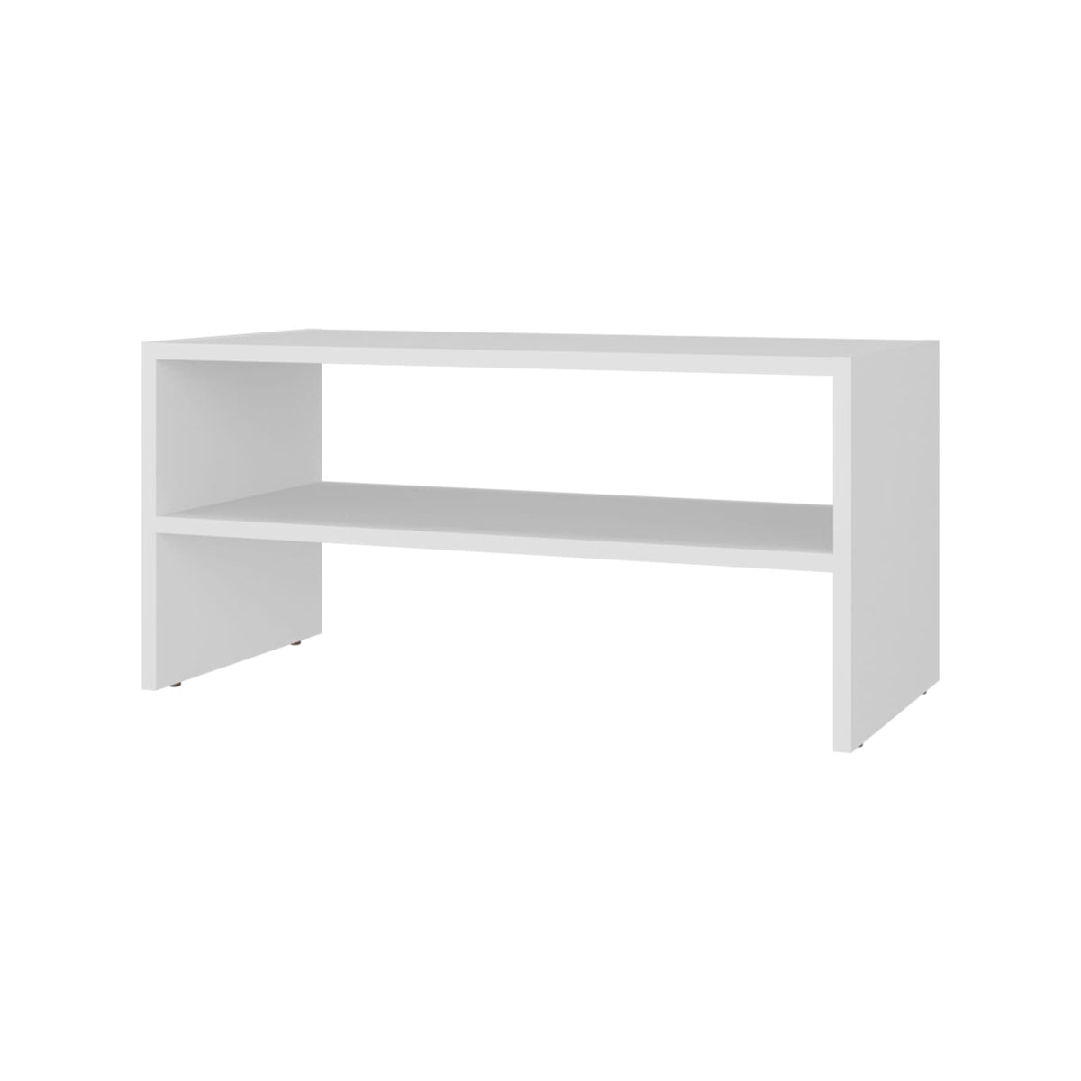 White Engineered Wood Shoe Storage Rack with Two Shelves for Living Room
