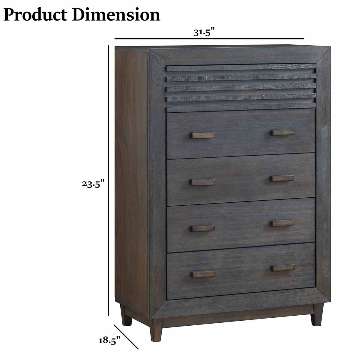 31.5" Brown Solid Wood Bedroom Chest - Transitional Style